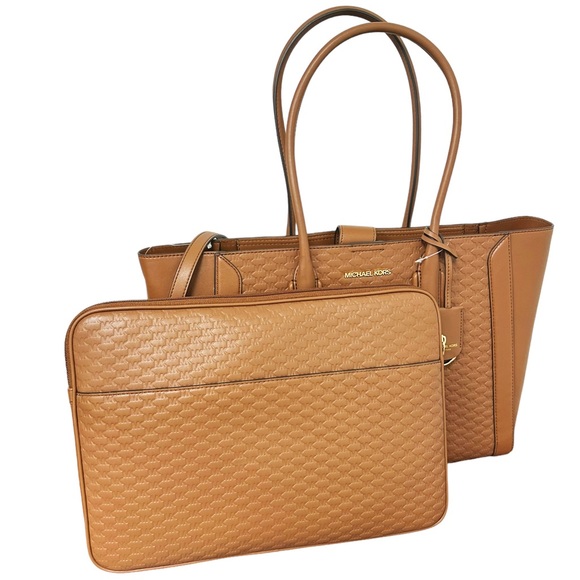 Michael Kors Kali Large Shoulder Tote W/ Laptop Case Vegan Leather Luggage - Picture 8 of 9